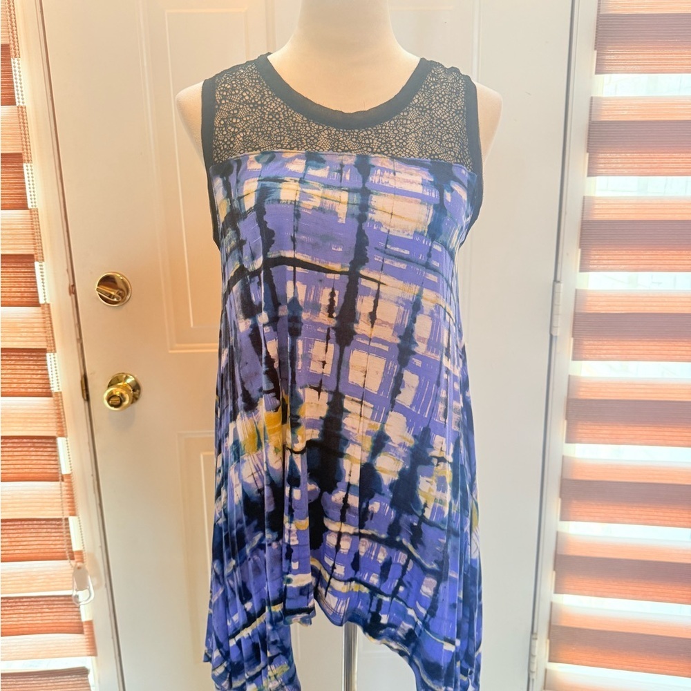 Simply Vera Vera Wang Blue and Gray Asymmetrical Tunic